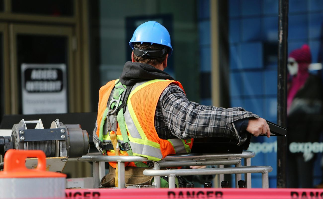 Construction man in hard hat